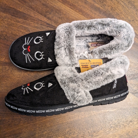 Skechers BOBS Women’s Cat Slippers size 9 Lined Slip-On Cozy House Shoes - Picture 3 of 9